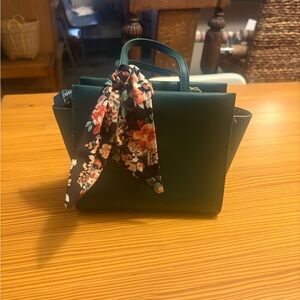 Steve Madden Dark Green Mini Bag with Floral Scarf